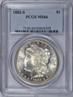 1882-S MORGAN SILVER DOLLAR PCGS MS66 GEM BU WHITE LUSTER