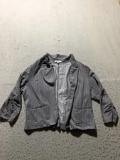 Candies Cropped Blazer Womens 2XL Gray Striped Long Sleeve Open Pockets