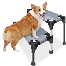 2-Tier Dog Steps for High Bed Couch 12.2" High Non-Slip Pet Stairs