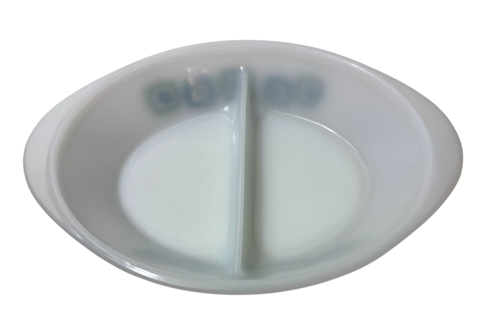 Vintage Glasbake RARE Mod Retro Divided Serving Dish Green & Blue Floral Pattern