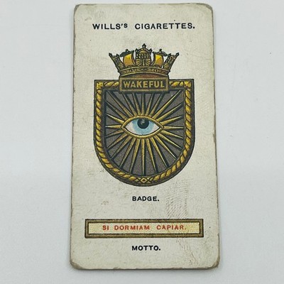 Will s Cigarette Cards Ship s Badges Wakeful Torpedo Boat Destroyer #33 AK7-S29
