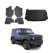 Fußmatten & Kofferraumwanne Set für Suzuki Jimny 2018-2026 Gummi TPE Schwarz 5x