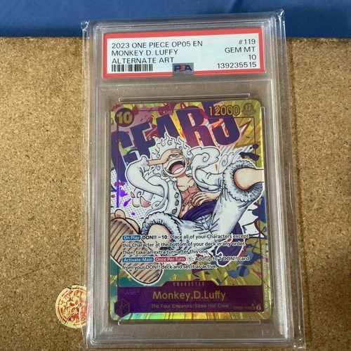 One Piece 2023 Gear 5 Monkey D Luffy OP05-119 English PSA 10 Alt Art SEC Card