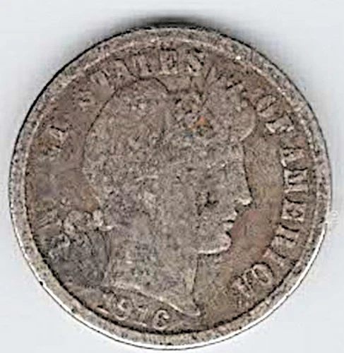 1916 BARBER SILVER DIME 10C