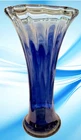 Vintage Hand Blown Murano Like Cobalt  Blue Vase. Ombre or Swirled Design. MCM