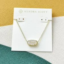 Kendra Scott Elisa Iridescent White Drusy Pendant Necklace - Popular Style