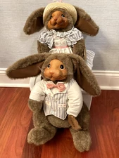 1988 Raikes Rabbits Andrew & Jill, Wood Carved with TAGS