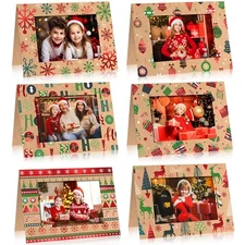 48 Sets Christmas Photo Cards with Envelopes Stickers Holiday Picture Frame C...