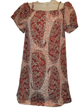 Madewell Silk Cold-Shoulder Dress Orange Watercolor Paisley Off Short XS Mini