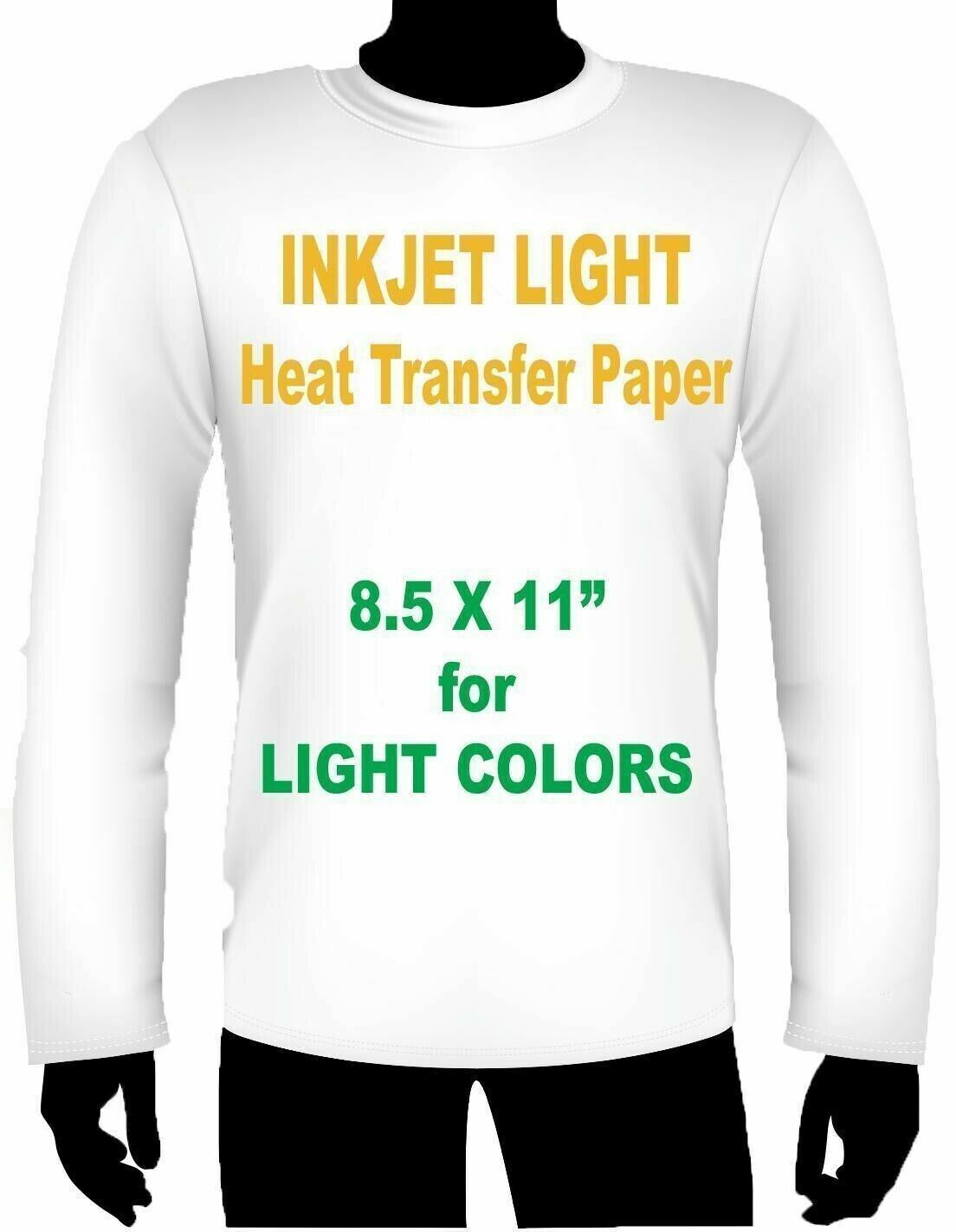 INK JET HEAT IRON ON TRANSFER PAPER LIGHT 8.5 X 11 -50 SHEETS