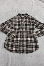 Rhythm. Men's Large Brown Black Plaid Button Up Long Sleeve Shirt
