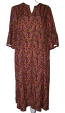 Shein Womens Paisley Dress Size XL V-Neck Pullover Short Sleeves Lightweight