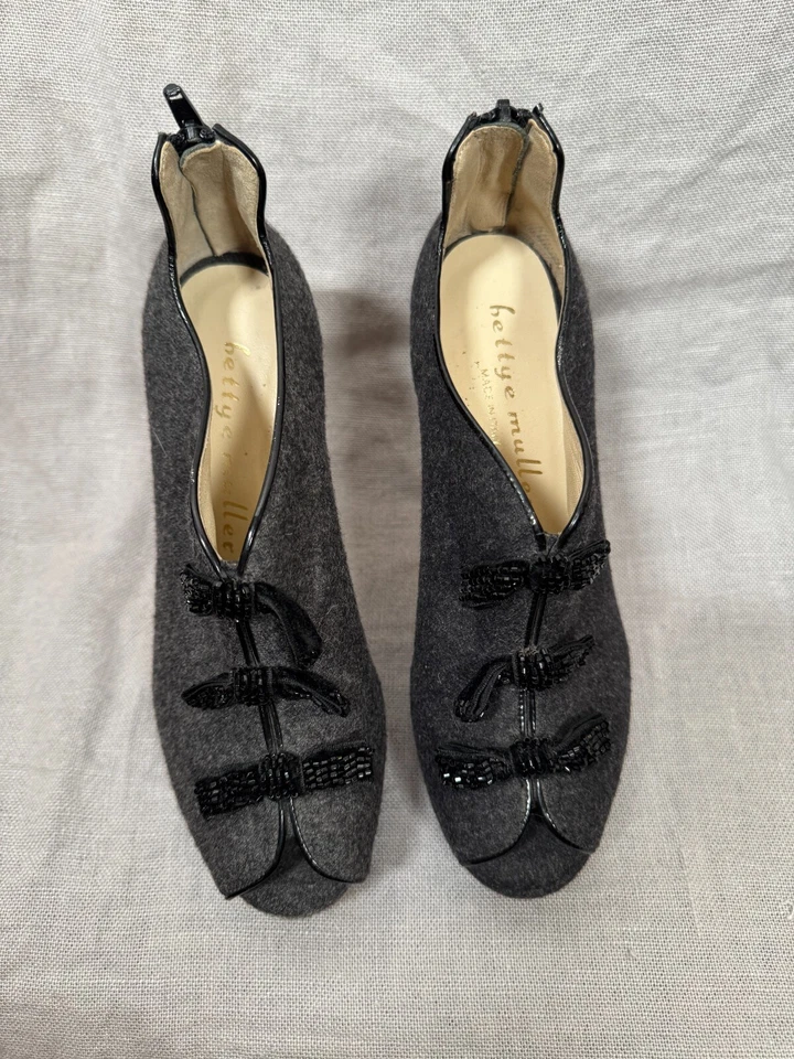 Bettye Muller Tacones Mujer Gris Fieltro Plataformas Zapatos Cremallera Trasera Talla 37 Italia Foto 2 de 4