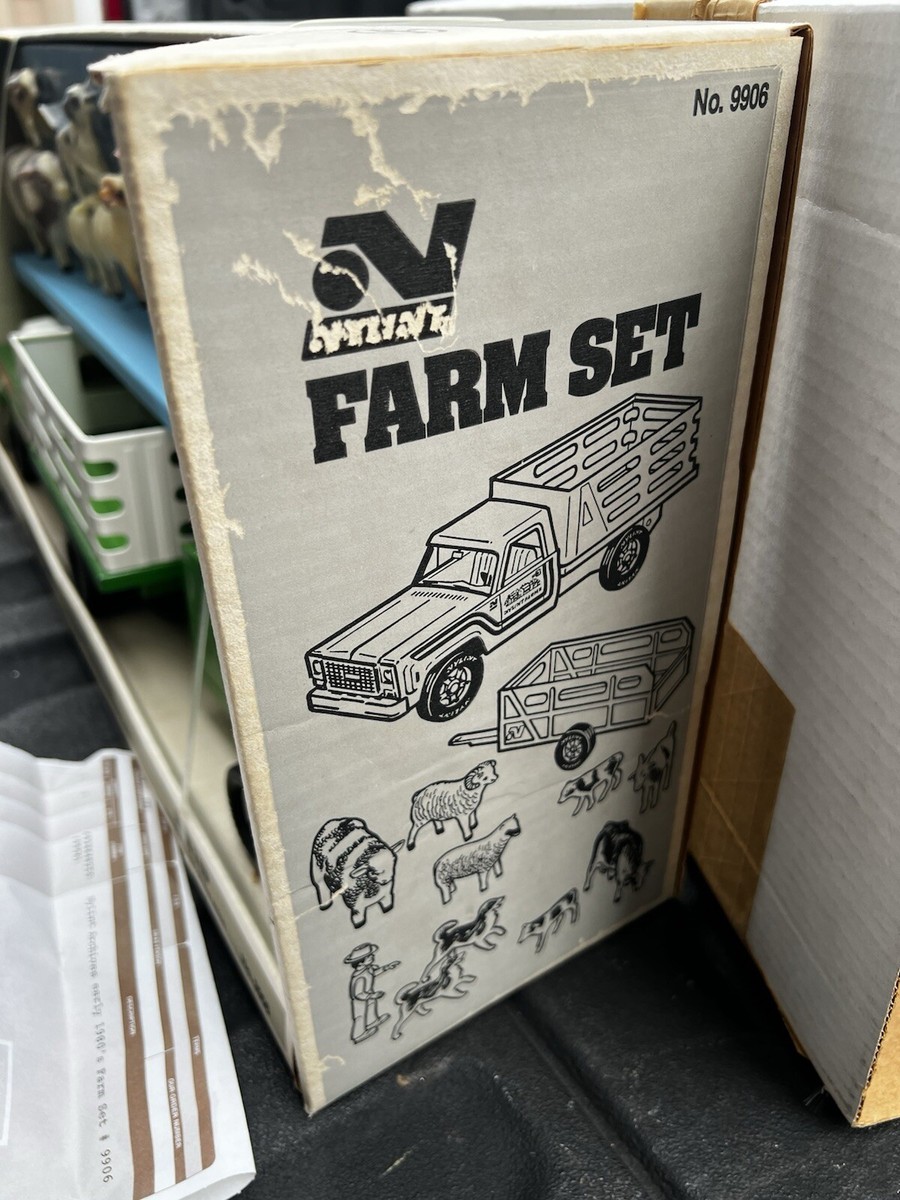 Vintage Nylint Farm Set Truck + Trailer In Box, #9906 - 12 piece