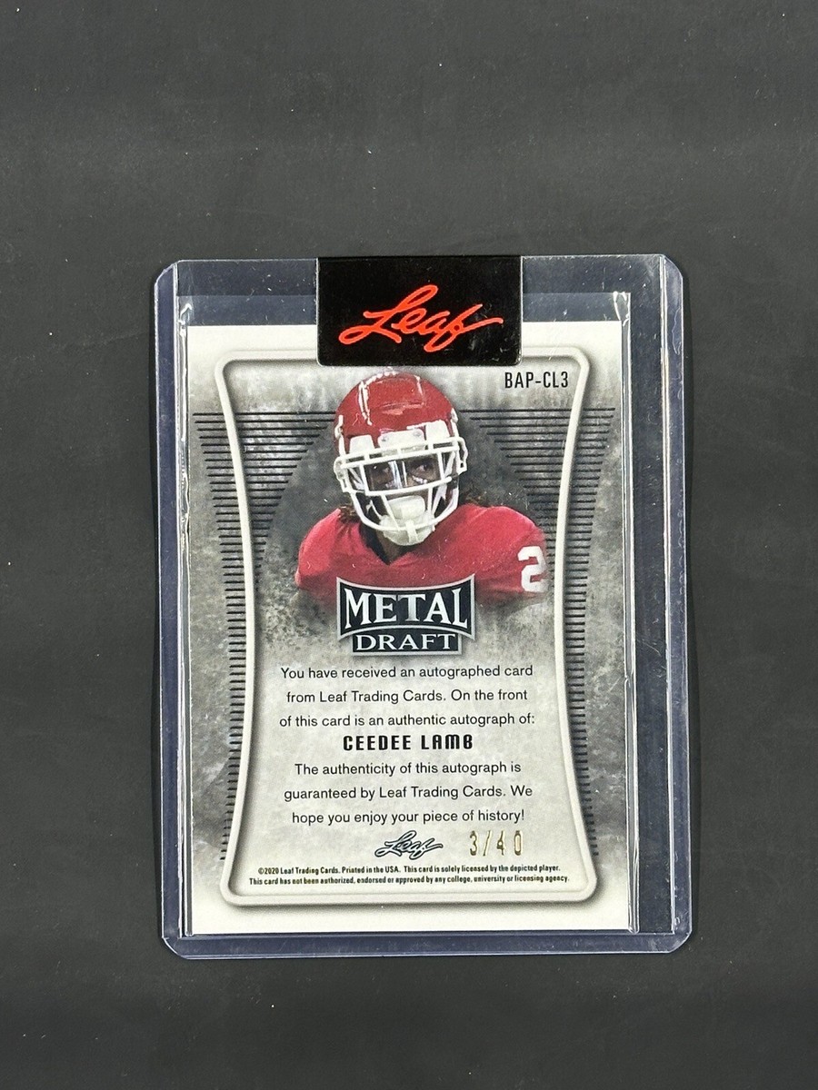 2020 Leaf Metal Draft -CeeDee Lamb Auto Rc Blue Marble BAP-CL3
