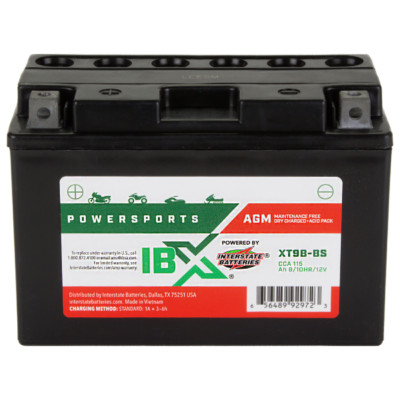 Interstate Batteries IBX AGM Powersports Battery 12V 8Ah Rechargeable YT9B-BS