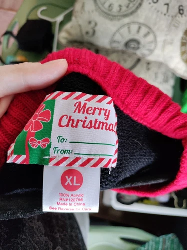 Ugly Christmas Sweater XL Gangsta Wrapper Sequin Knit NWT