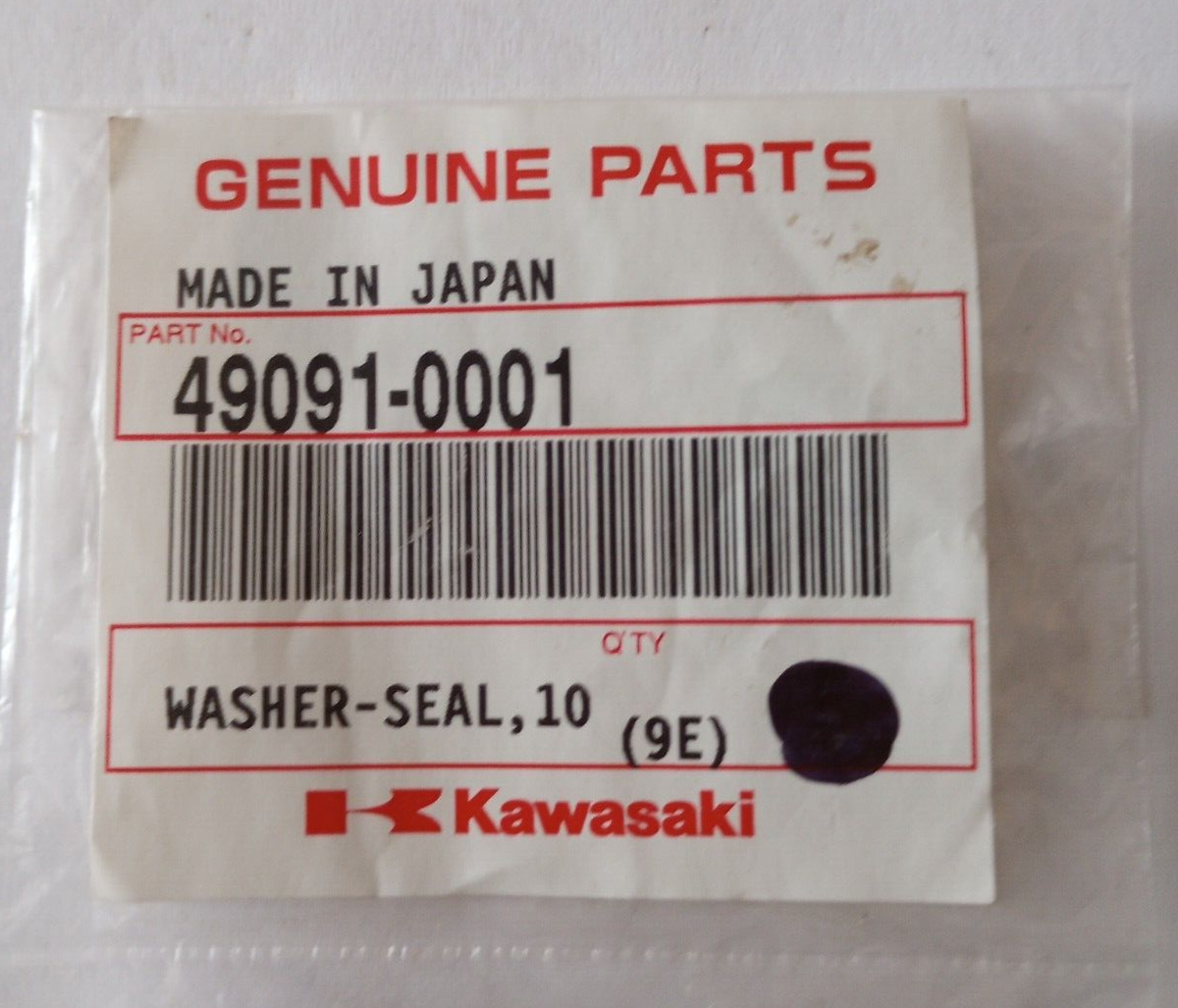 Kawasaki ZX1000, ZX1400, EX650 Seal Washer NOS 49091-0001 (L-3877