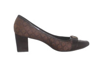 Etienne Aigner Orah Bown Pumps Heels Fabric Square Toe Buckle Shoes Size 7.5