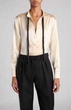 Tom Ford Tie Neck Silk Stretch Charmeuse Butt...