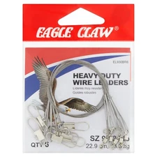 Eagle Claw 9" 30 Lb. Heavy Duty Wire Leader, Bright, 6 Pack
