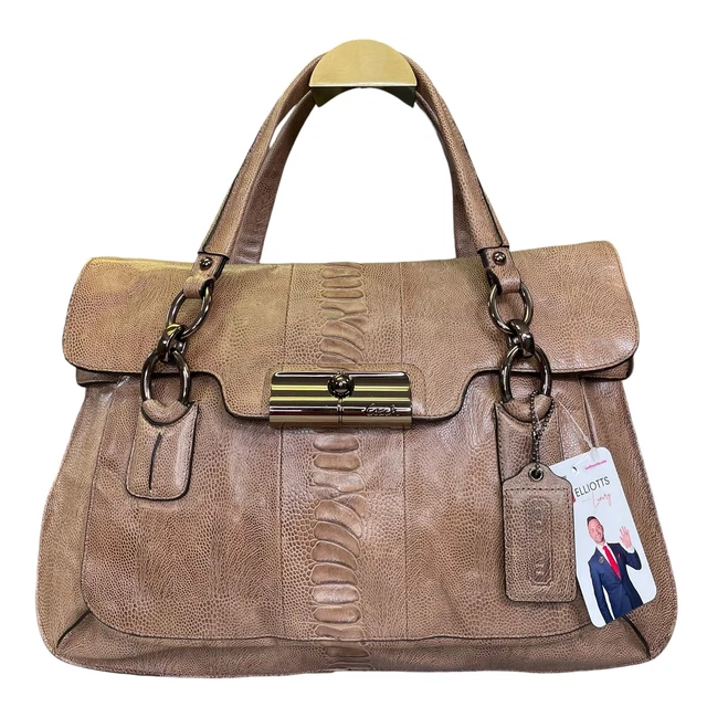 Coach Kristen Limited Briefcase Satchel Flap Snakeskin Embossed Gunmetal Purse