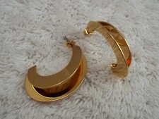 Goldtone Folded Hoop Pierced Earrings A25 
