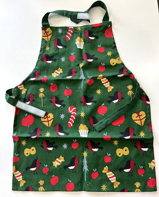 Ikea VINTERFINT children's apron bird pattern green, 4-7 Christmas New