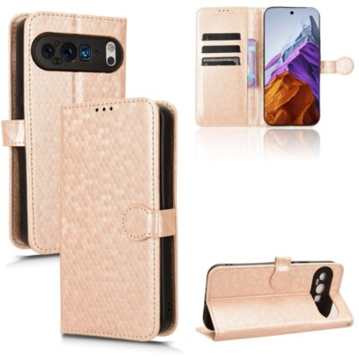 Für Google Pixel 9 Pro XL Honeycomb Punkt Textur Leder Telefon Case Hülle Schale