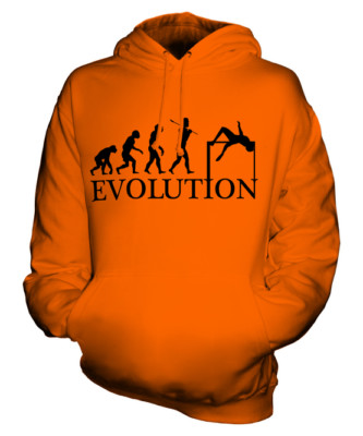 HIGH JUMP EVOLUTION OF MAN UNISEX HOODIE HERREN DAMEN DAMEN GESCHENK LEICHTATHLETIK
