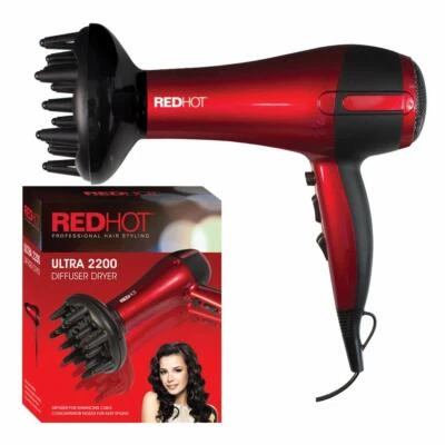 2200W Red Hot Professional Style Haartrockner mit Diffusor & Düse Salon StylerPro
