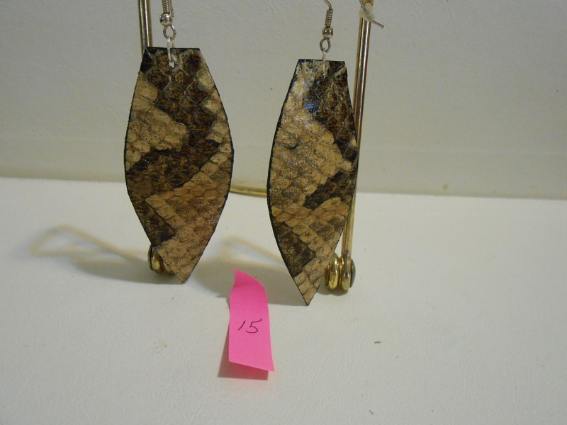 REAL RATTLESNAKE SKIN,  DANGLE EARRINGS . Hook Loop Mounts.
