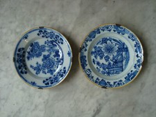2 antique 18th century delft handpainted dutch plates , 1760