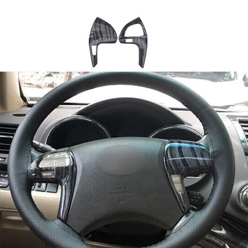 Cubierta de botón de volante de coche de grano de madera negra para Toyota Highlander 2008-2013 Foto 2 de 4