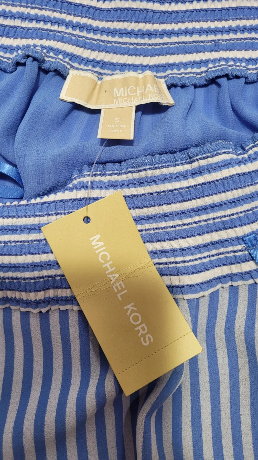 Abito OTTIME CONDIZIONI Michael Kors blu bianco a righe con arricciature S