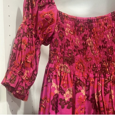 Misa Los Angeles bright Pink Floral Paisley Off Shoulder cocktail Dress new xs - Picture 3 of 5
