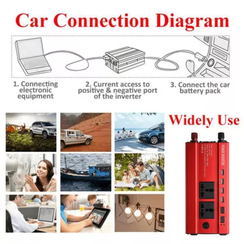 6000W Car Power Inverter DC 12V To AC 110V Pure Sine Wave Solar Converter LCD - Picture 11 of 12