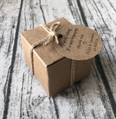 40x Kraft Favour Boxes Personalised Thank You Tags Birthday Wedding Favor Boxes Ebay