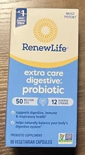 Renew Life Extra Care Digestive Probiotic 50 Billion CFU Veg 90 Capsules BNIB