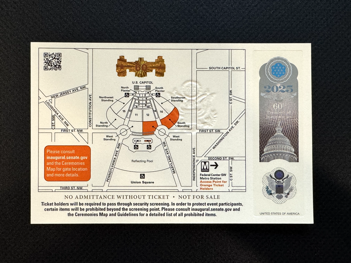 2025 Presidential Inauguration Ticket (Donald J. Trump - Orange