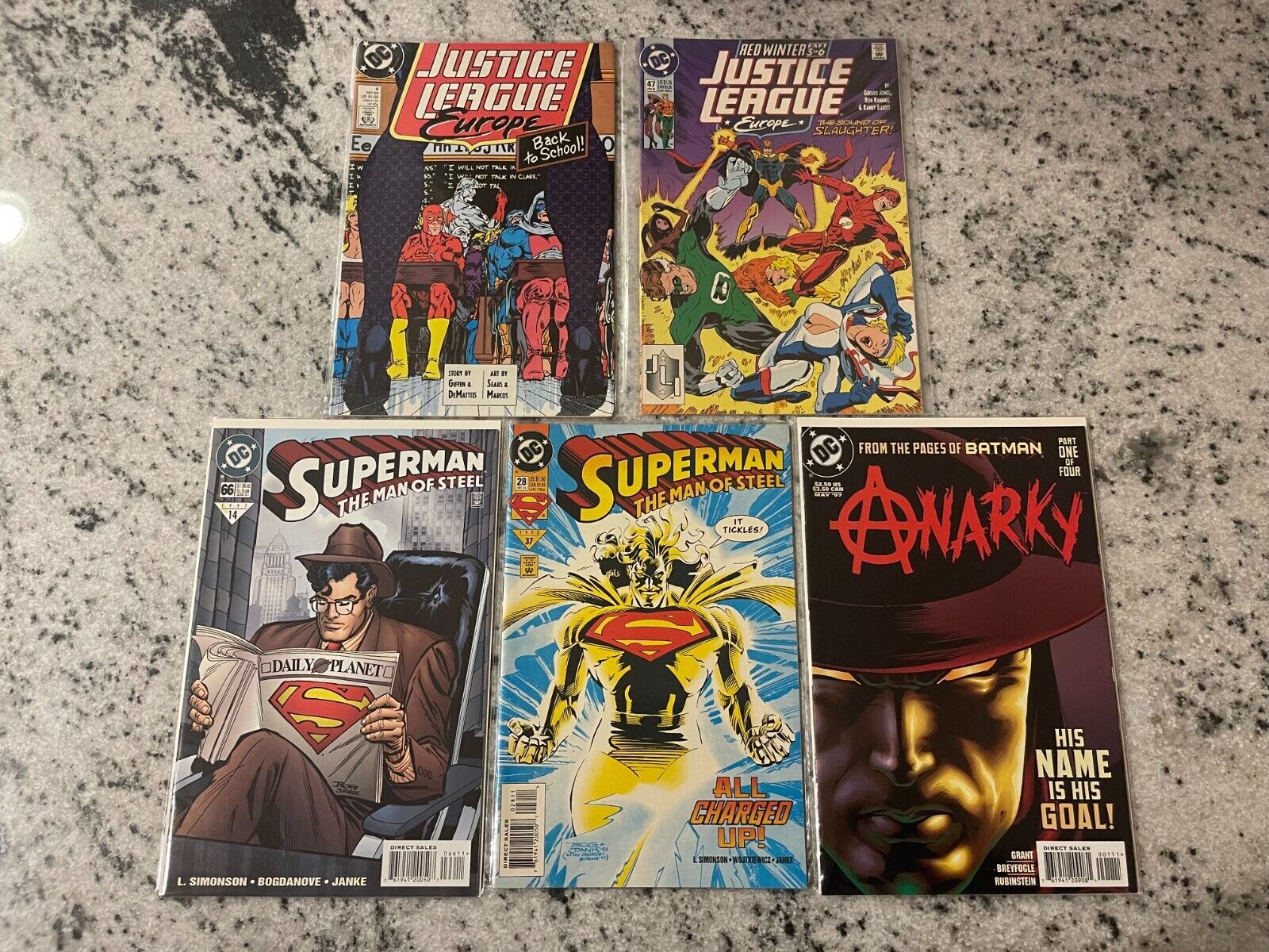 5 DC Comic Books Anarky #1 Superman #28 66 Justice League #47 Europe #6 NM RH16