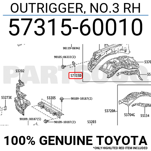 5731560010 Genuine Toyota OUTRIGGER, NO.3 RH 57315-60010 | eBay