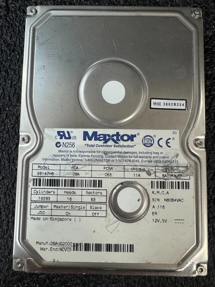 Maxtor BAC51KJ0 96147H8 61,4GB 5.4K RPM 2MB Ultra-ATA/100 HDD 3.5" - Image 4 of 4