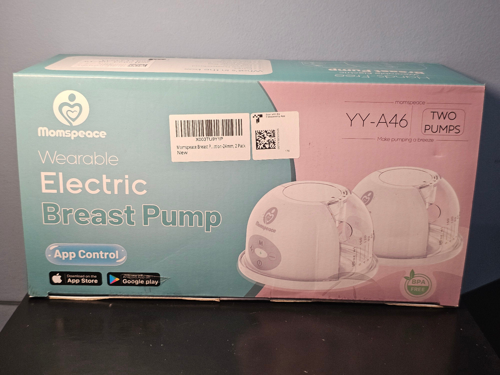 Momspeace YY-A46 Hands-Free Wearable Breast Pump Twin Set New Sealed-image
