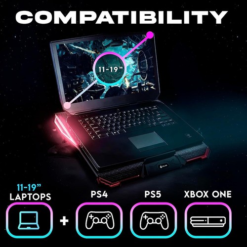 KLIM Cyclone Laptop Cooling Pad & Stand, 5 Fan Notebook Cooler, RED LED Backlit - 第 6/7 張圖片