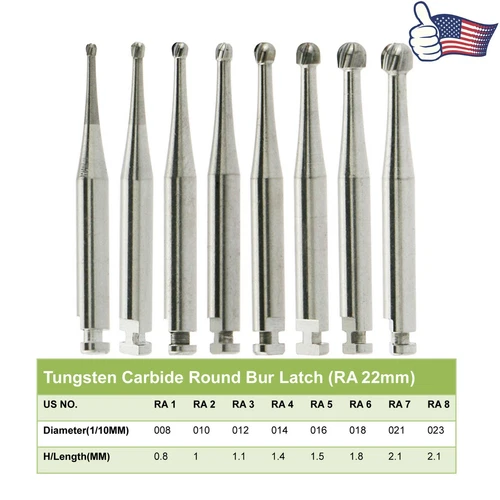 5-100 Dental Carbide Round Burs Regular Length Latch Burs Low Speed RA 2 4 6 - Picture 5 of 106