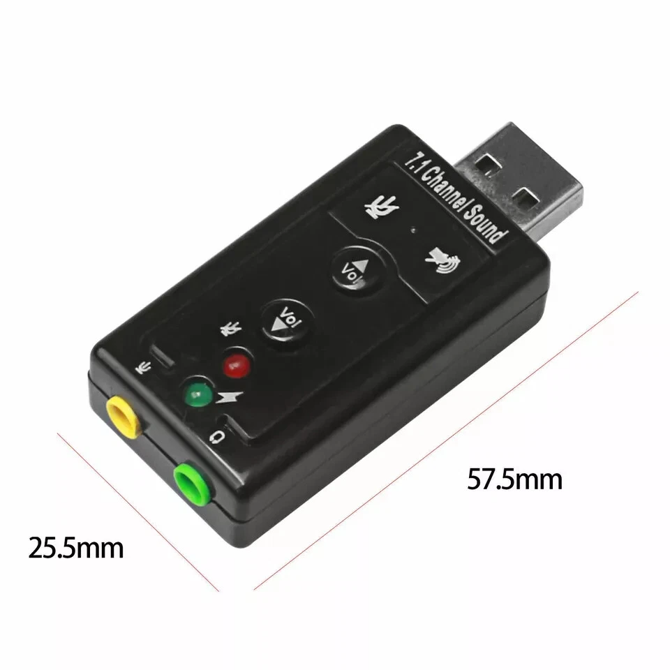 10 X USB 2.0 External 7.1 Channel 3D Virtual Audio Sound Mic Adapter Laptop PC - Image 3 of 4