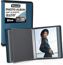 8X10 Photo Album Art Portfolio Book, 24 Clear Sleeves, Blue