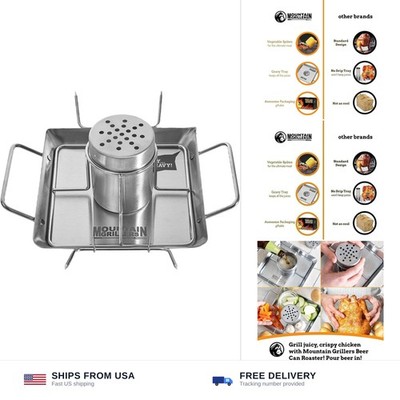 MOUNTAIN GRILLERS Beer Can Chicken Roaster Stand - Stainless Steel Holder - B...