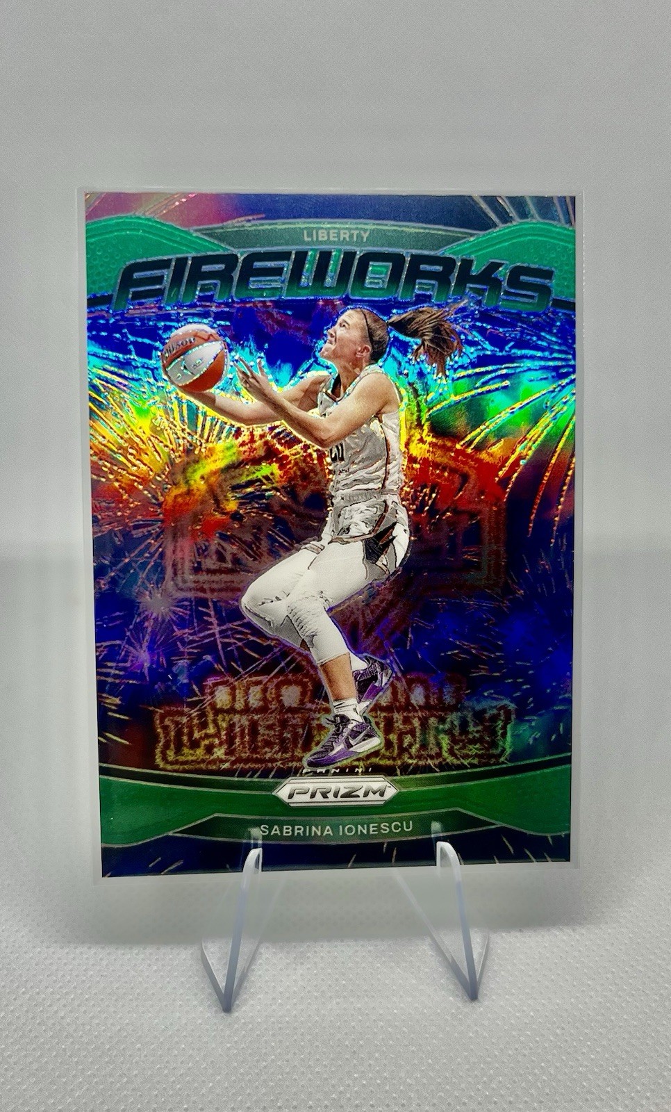 2024 Panini Prizm WNBA Sabrina Ionescu Green Fireworks #11 New York Liberty